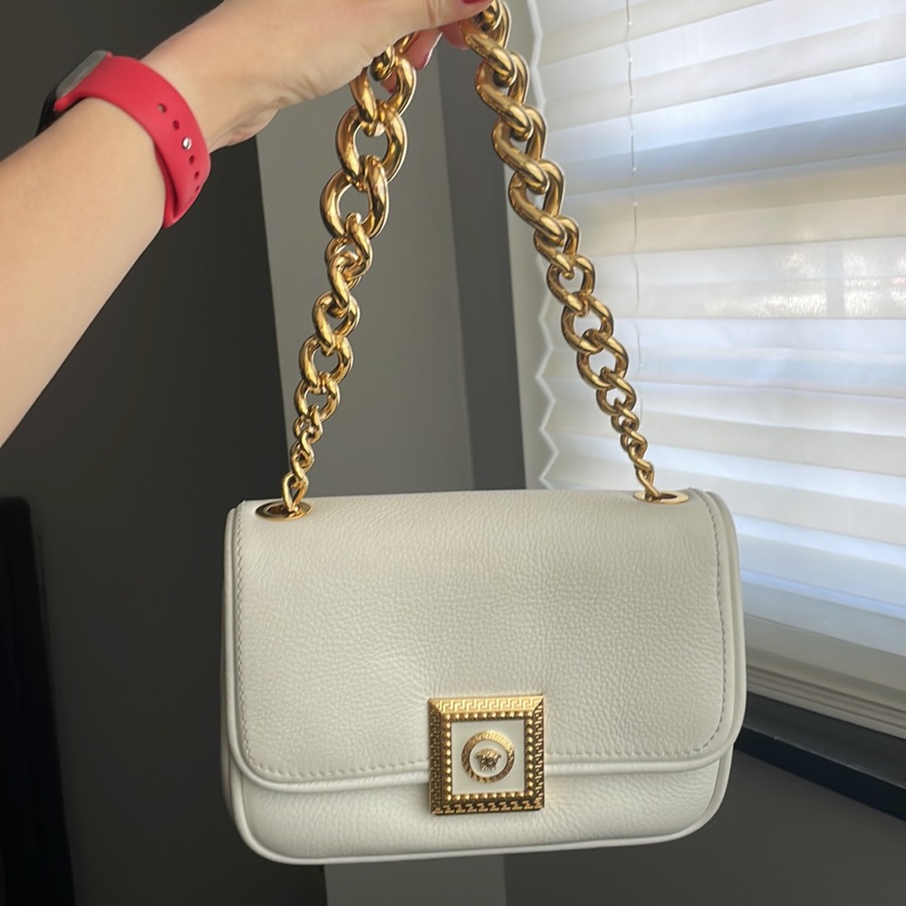 Versace Tribute bag crossbody purse white